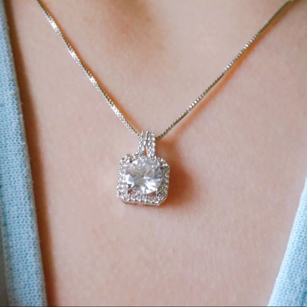Square Rhinestone Crystal Zircon Pendant - Picture 3 of 8